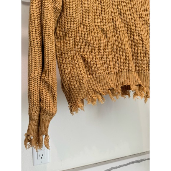 True Craft Women's Fringe Sweater Mustard Yellow‎ Size Large - Picture 2 of 7